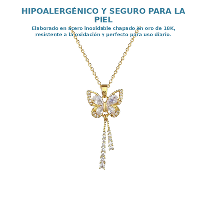 Collar Mariposa en Acero Inoxidable Chapado Oro 18K