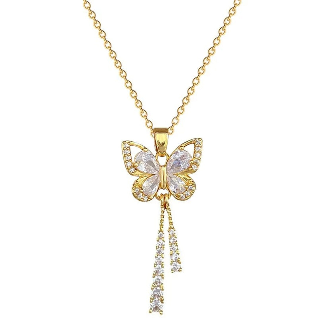 Collar Mariposa en Acero Inoxidable Chapado Oro 18K