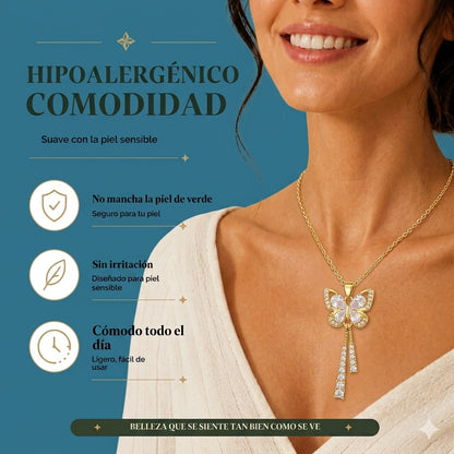 Collar Mariposa en Acero Inoxidable Chapado Oro 18K